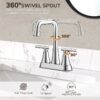 Bathroom Sink Faucet, 4 inch Matte Black Bathroom Faucets with Pop-up Drain and Supply Lines, Stainless Steel 2-Handle Centerset Faucet for Bathroom Faucet 3 Hole