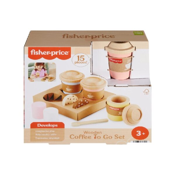 Wooden Coffee to Go Set, 15-Piece Cafe Shop Playset Toddler, Ages 3-5 Years
