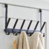 SnugFit Over-the-Door Hook Rack with 6 Double Hooks, Matte Black