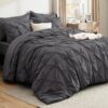 Dorm Bedding Twin Comforter Set - 5 Pieces Pintuck Bed in A Bag with Comforters, Sheets, Pillowcases & Shams