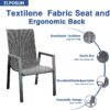Outdoor Patio Dining Chairs Set of 2,Breathable Seat Fabric and Alloy Steel Frame for Backyard Porch Garden Sunroom , Dark Gray