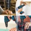 21V Cordless Drill Set, Electric Power Drill 34Pcs with 3/8 Inch Keyless Chuck, 25+3 Clutch Compact Driver Drill with Work Light, Max torque 45Nm, 2-Variable Speed & Battery and Fast Charger