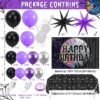 Winrayk Purple and Black Birthday Party KKS1 Decorations Supplies Kids with Balloon Garland Arch Kit Birthday Backdrop Spider Web Tablecloth Star Balloon Halloween Black Purple Party Decorations