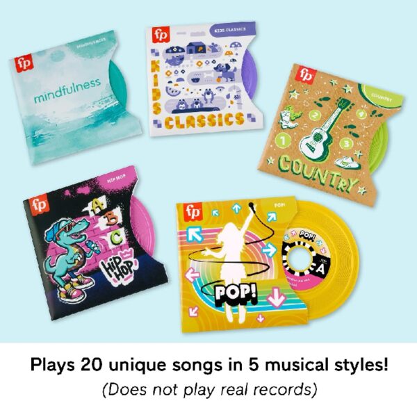 Rockin’ Record Player Musical Toy with Turntable & 5 Records for Toddler Pretend Play