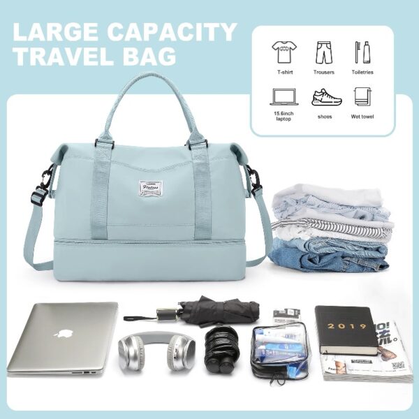 ed43ca08f6e24c7a9c38b32d0176ad18 Weekender Bags for Women, Travel Duffel Bags with Shoe Compartment,Personal Item Travel Bag for Airlines, Carry on Overnight Tote Bag for women,Beige&Brown