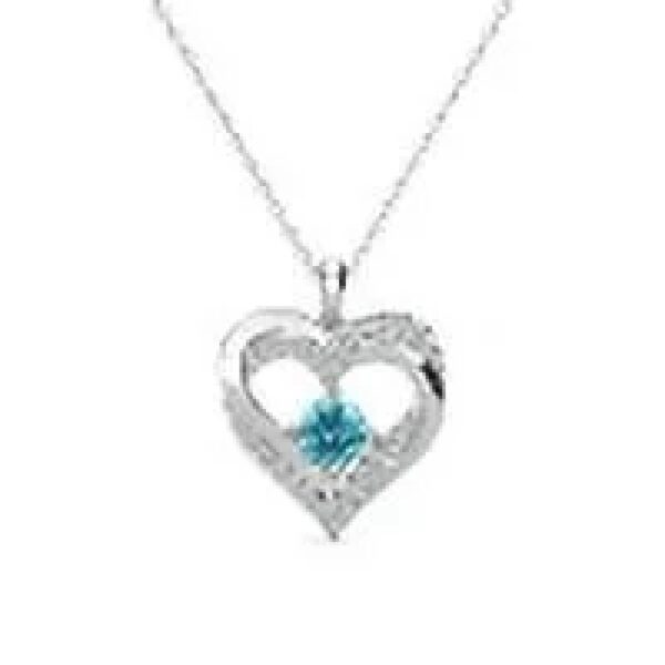 Forever March Birthstone 18k White Gold Plated Women's Necklace, Swarovski Crystals