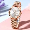 Women Watch Fashion Rose Gold Diamond Analog Quartz Female Watch for Women Luxury Dress Ladies Stainless Steel Luminous Waterproof Date Wrist Watches Green Dial