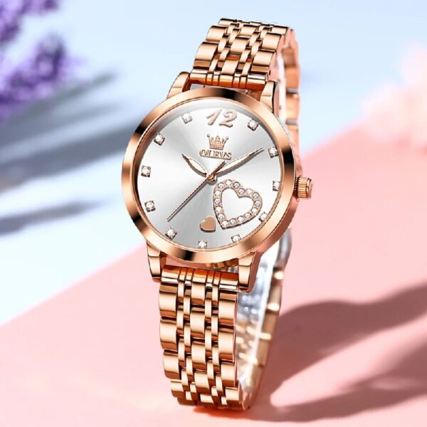 Women Watch Fashion Rose Gold Diamond Analog Quartz Female Watch for Women Luxury Dress Ladies Stainless Steel Luminous Waterproof Date Wrist Watches Green Dial