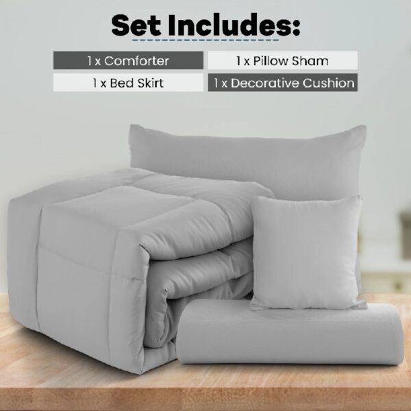 Lux Decor Collection 5 Piece Queen Down Alternative Comforter Set, Washable Duvet Bedding Set - Quatrefoil Navy