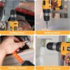 21V Cordless Drill Set, Electric Power Drill 34Pcs with 3/8 Inch Keyless Chuck, 25+3 Clutch Compact Driver Drill with Work Light, Max torque 45Nm, 2-Variable Speed & Battery and Fast Charger