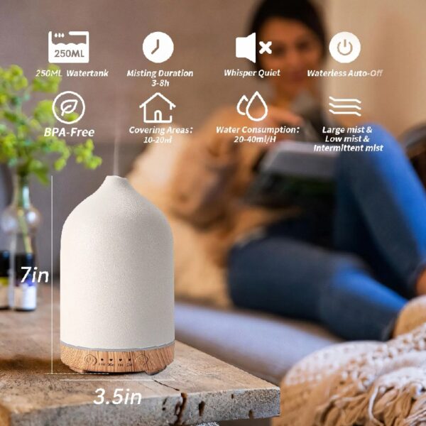 Essential Oil Diffuser,  250ML Ceramic Aromatherapy Night Lights Humidifiers for Bedroom