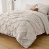 Dorm Bedding Twin Comforter Set - 5 Pieces Pintuck Bed in A Bag with Comforters, Sheets, Pillowcases & Shams