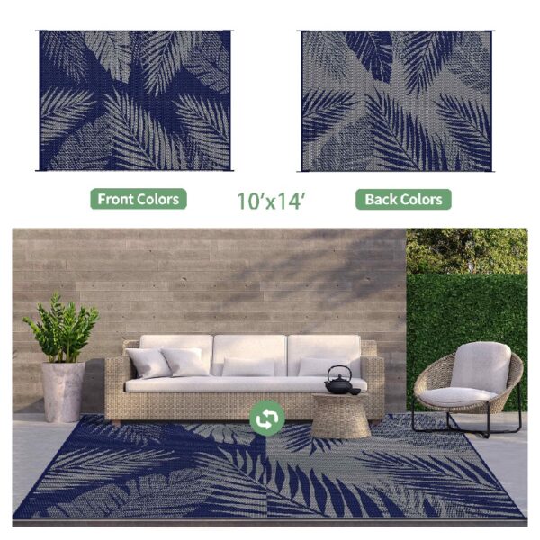 6'x9' Outdoor Rugs Patio Waterproof Outside Mat Reversible Plastic Camping Carpet,Black & Brown
