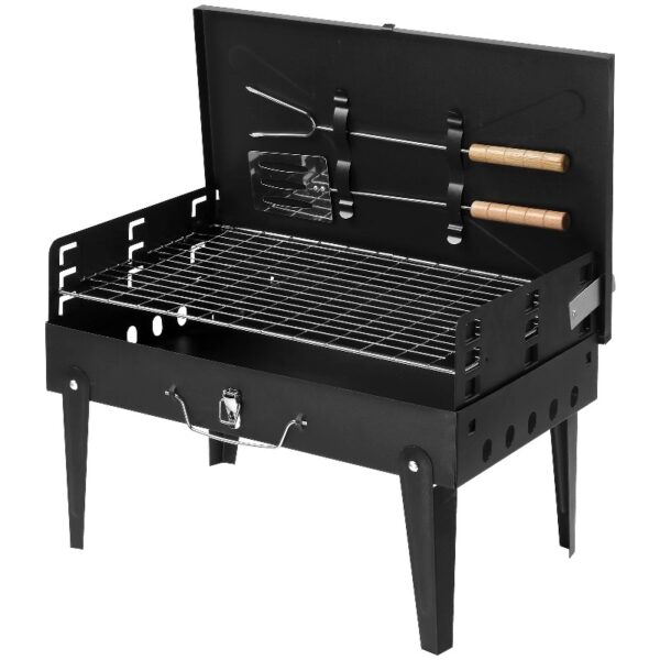 Portable Grill Charcoal Grill BBQ Grill Square Design Black