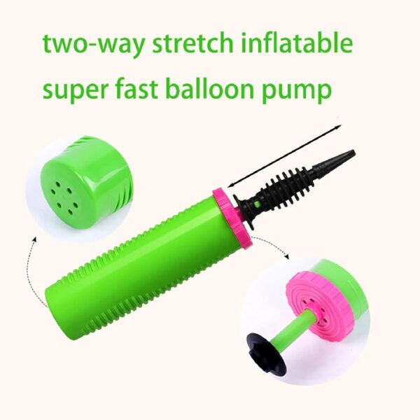 Balloon Pump Hand Two-Way Dual Action inflate 2Pack and Balloon Tying Tool in One, Handheld Air Pump Portable Manual Balloons Inflators for Party with Extra Accessories (Green)