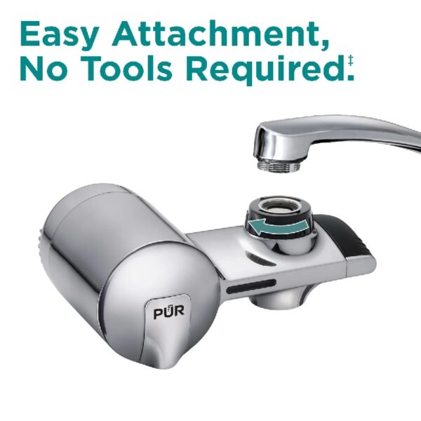 PLUS Faucet Mount Water Filtration System, Horizontal, Black/Chrome, PFM200B