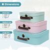 Jewelkeeper Paperboard Suitcases, Set of 3 Decorative Storage Boxes, Vintage Luggage for Birthdays, Weddings, World Map Design