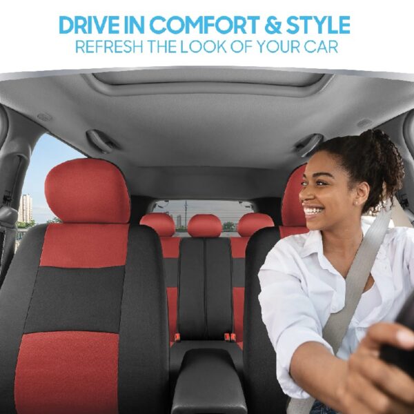 PolyPro Car Seat Covers Full Set in Charcoal on Black – Front and Rear Split Bench for Cars, Easy to Install Cover Set, Accessories Auto Trucks Van SUV