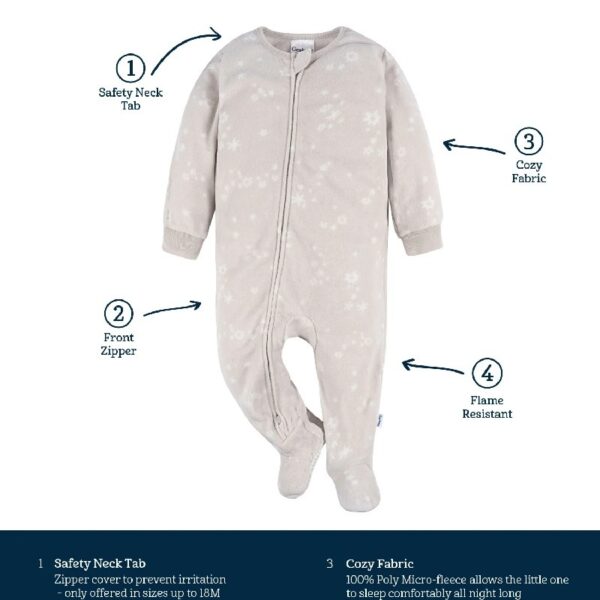 Baby and Toddler Neutral Microfleece Blanket Sleeper Pajamas, 3-Pack, Sizes 0/3M-5T
