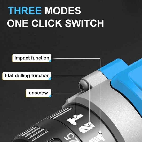 21V Cordless Drill Set, Electric Power Drill 34Pcs with 3/8 Inch Keyless Chuck, 25+3 Clutch Compact Driver Drill with Work Light, Max torque 45Nm, 2-Variable Speed & Battery and Fast Charger