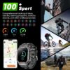 2.1-inch AMOLED Men Military Smartwatch，with Fitness Tracker/ Answer Make Calls /100+ Sport Modes/1ATM Waterproof, Mountain Travel Pedometer Watch fits for Android and Iphone Devices (Black)