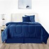 Lux Decor Collection 5 Piece Queen Down Alternative Comforter Set, Washable Duvet Bedding Set - Quatrefoil Navy