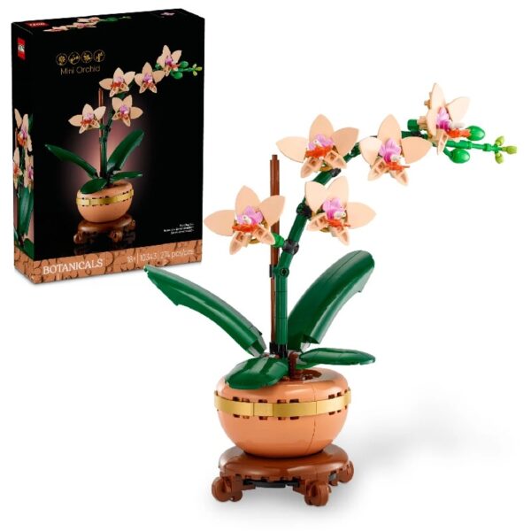 Botanicals Mini Orchid Building Set - Artificial, Fake Orchid for Home Decor, Adults Ages 18+ - Indoor Plant Decorations for Table, Desk, Office - Gift for Graduation - 10343