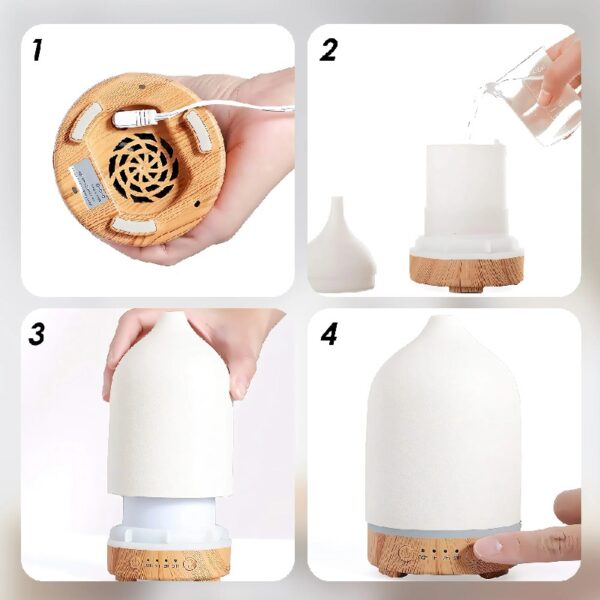 Essential Oil Diffuser,  250ML Ceramic Aromatherapy Night Lights Humidifiers for Bedroom