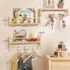 Nursery Floating Shelves for Wall Set of 3 16in, Kids Bookshelf Toy Storage Organizer Natural Wood Shelves Wall Mounted for Kids Room, Bedroom and Kitchen