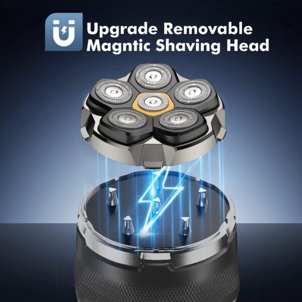 Head Shaver for Bald Men, Magnetic Electric Razor for Men, IPX7 Waterproof Rechargeable Shaver