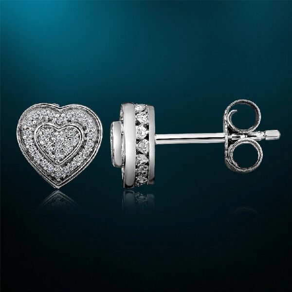 Natalia Drake 1/10 Cttw Diamond Heart Stud Earrings for Women in Sterling Silver