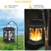 Solar Lanterns Outdoor, Waterproof Hanging Solar Lanterns, Garden Solar Powered Flame Lights LED Lanterns Lights for Patio Pathway Deck Yard (2 Pack)