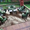 6'x9' Outdoor Rugs Patio Waterproof Outside Mat Reversible Plastic Camping Carpet,Black & Grey