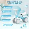 Baby Balance Bike, Toddler Baby Bicycle with 4 Wheels for 10-36 Months, Adjustable Handlebar Baby Outdoor Bike Riding Toy, First B-day Gift