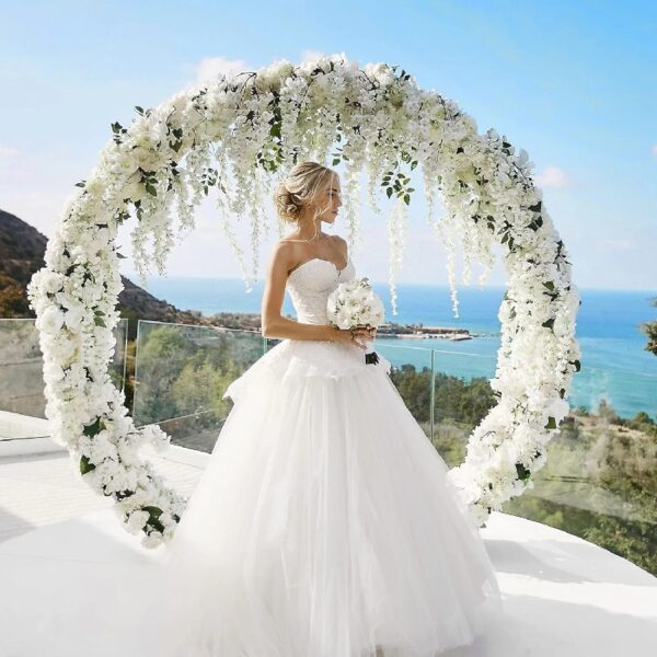 7.2FT Round Aluminum Alloy Backdrop Stand Balloon Arch Kit for Weddings Birthdays Graduations Photo Background