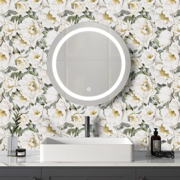 Beige Floral Contact Wallpaper 17.7 in x 236 in Peel and Stick Wallpaper Self-adhesive Removable Wall Paper for Home Decor Bedroom Livingroom Kitchen Wall Fabric and Furniture Renovation