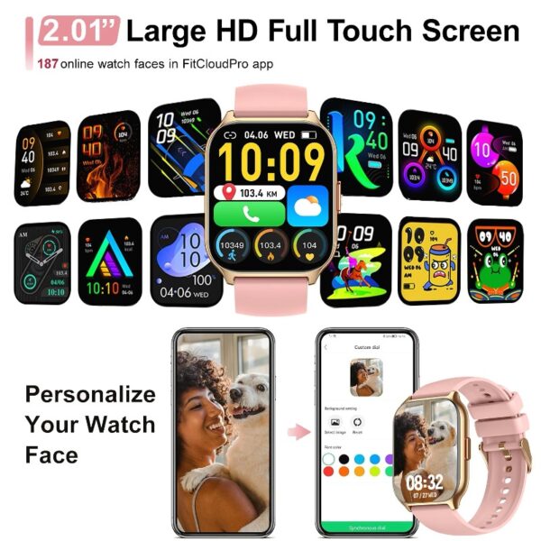 Smart Watch for Android and iPhone,  Answer/Make Call Smartwatch for Men Women Waterproof, 23 Sport Modes, Fitness Activity Tracker, Pink