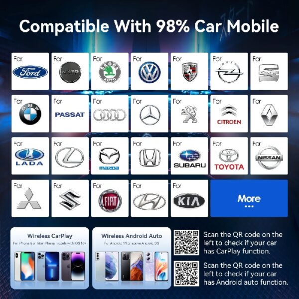 Universal Portable Wireless Apple Carplay Android Auto Adapter Dongle In Car