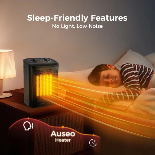 Space Heater, 750W/1500W, Ceramic Small Fan Heater for Indoor Use, 2S Rapid Heating, Multiple Safety Protection, White