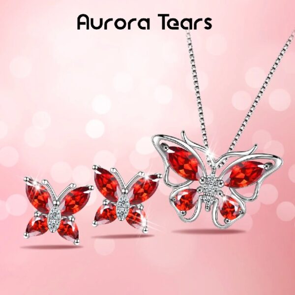 Purple Butterfly Jewelry Amethyst February Birthstone Jewelry Set Fine Necklace/Earrings 925 Sterling Silver Women Birthday Mother's Day Gifts
