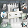 Magnetic Adsorption Inverted Toothbrush Holder Wall-Mounted Bathroom Storage Shelf Toothpaste Dispenser Bathroom Accessories (Green 2Cups)