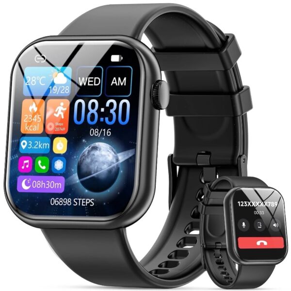 2025 New 1.85-inch Women's Smartwatch with Answer/Make Calls/120+Sports Modes/Two watch straps, IP68 Waterproof Fitness Tracker Fits for Android Iphone Devices（Gold Milan Steel Belt）
