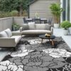 6'x 9' Outdoor Rug Plastic Waterproof Outside Foldable Mat UV Resistant Patio RV Deck Carpet,Black Brown