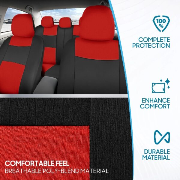 PolyPro Car Seat Covers Full Set in Charcoal on Black – Front and Rear Split Bench for Cars, Easy to Install Cover Set, Accessories Auto Trucks Van SUV