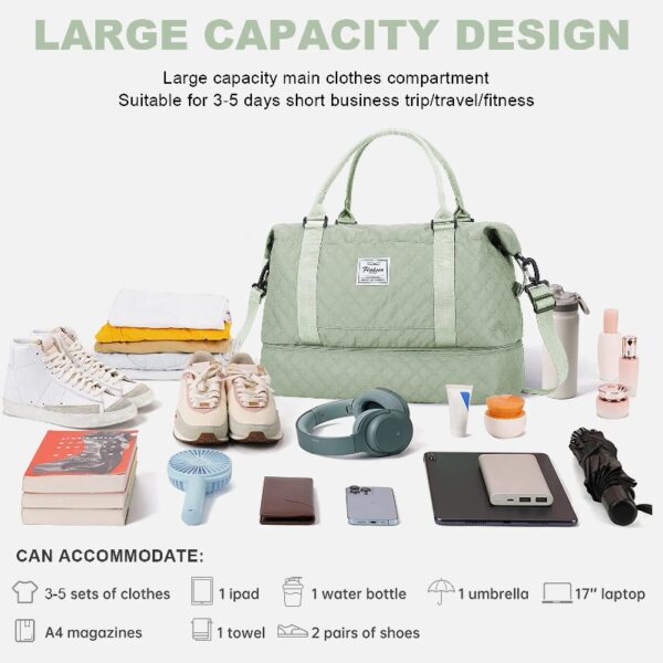 f1b48874ba2341f9ad7bb32d0176ae90 Weekender Bags for Women, Travel Duffel Bags with Shoe Compartment,Personal Item Travel Bag for Airlines, Carry on Overnight Tote Bag for women,Beige&Brown