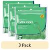 (3 pack) Sensitive Clean Floss Picks, Mouthwash Burst Mint Flavor (300 Count), Compare to Oral-B® Glide + Scope® Outlast®