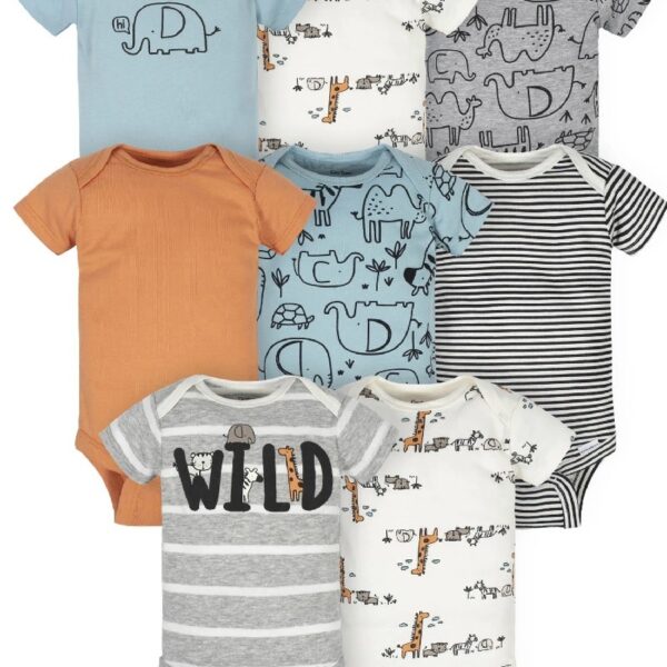 Baby Boy Short Sleeves Onesies Bodysuits, 8-Pack, Sizes Newborn-12M