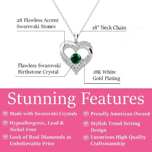 Forever March Birthstone 18k White Gold Plated Women's Necklace, Swarovski Crystals