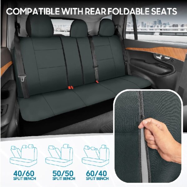 PolyPro Car Seat Covers Full Set in Charcoal on Black – Front and Rear Split Bench for Cars, Easy to Install Cover Set, Accessories Auto Trucks Van SUV