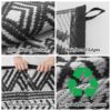 Outdoor Rug 6'x9' Waterproof Reversible Patio Rug Boho Geometric Indoor Outdoor Rugs Lightweight Plastic Straw Ourdoor Carpet for RV Camping Deck Balcony Modern Porch Decor Black and White